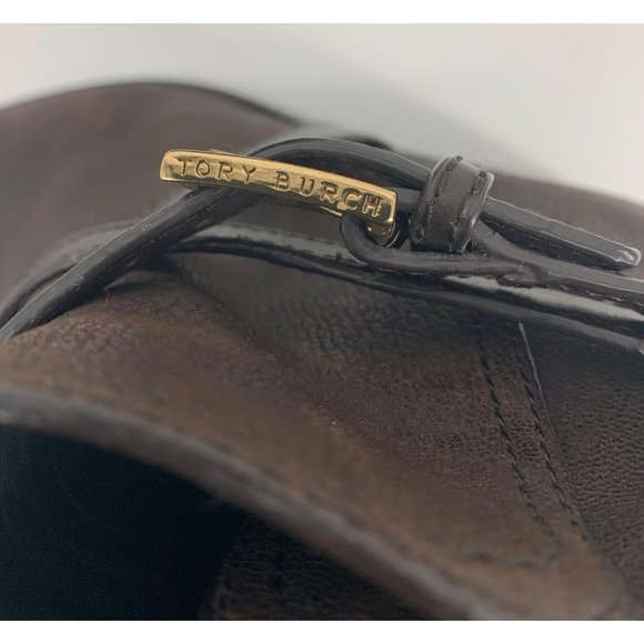 Tory Burch Brown Leather Ankle Boots with Wrap Around Strap and Buckle Size 9M - Picture 6 of 7